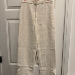 Zara White Textured Pants, Tweed Effect